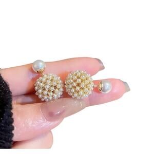 Pearl Style Jacket Earrings! Two Sided Gorgeous Lux Earrings! Gold Plated